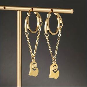 Stainless Steel Spiral Love Drop Earrings For Women 18K Gold Plated
